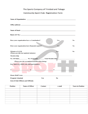 Registration Form - The Sports Company of Trinidad and Tobago