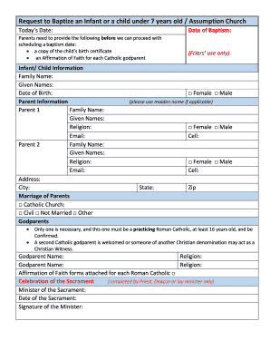 Infant/Child Baptism Request Form - The Franciscan Church of the ... - assumptionchurchsyracuse