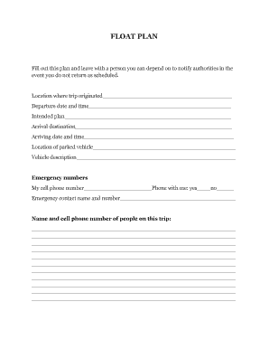 Fillable Online wwals FLOAT PLAN - wwalsnet Fax Email Print - pdfFiller