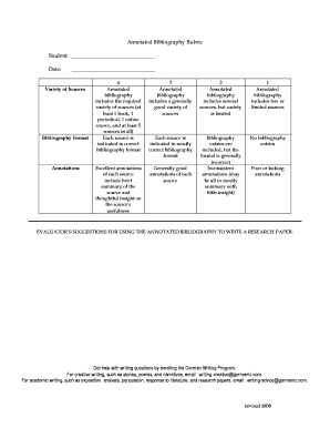 bibliography rubric