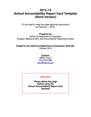 Result card template in word - 2013 14 School Accountability Report Card Template Word - bayhillhs