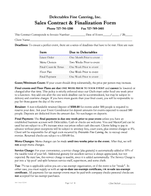 Demon contract template - BSales Contractb amp Finalization bFormb - Delectables Fine Catering