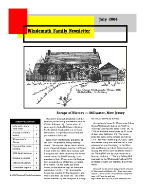 Family reunion letter sample - Newsletter 7-04.pub - windemuth