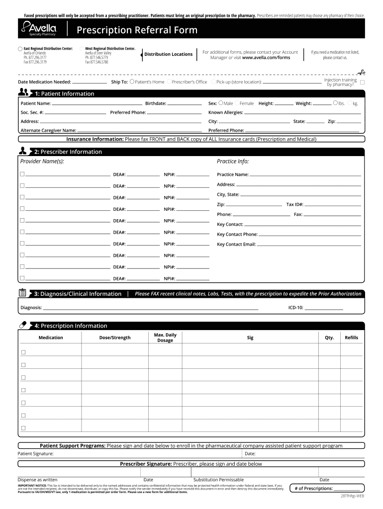 Prescription Referral Form - blogavellacom Preview on Page 1.