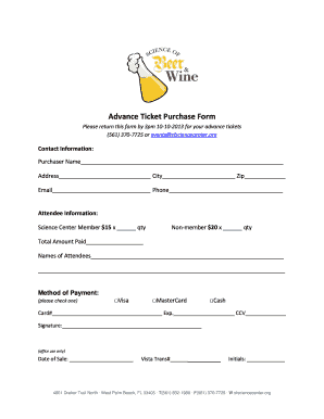 Advance Ticket Purchase Form - sfsciencecenterorg