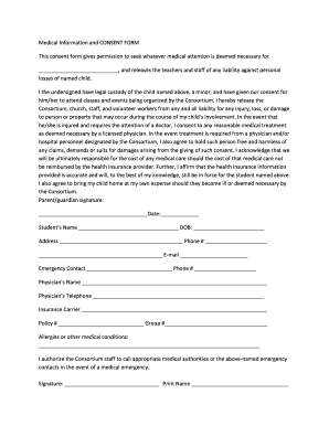 Medical Information and Consent Form