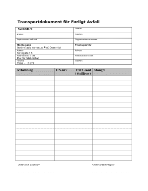Transportdokument fr Farligt Avfall - stromstadse