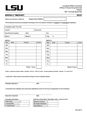 Jhu timesheet x - Student Timesheet - Louisiana State University - pete lsu