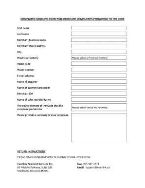 Receipt model word - Merchant Complaint Form - Everlink Payment Services - everlink