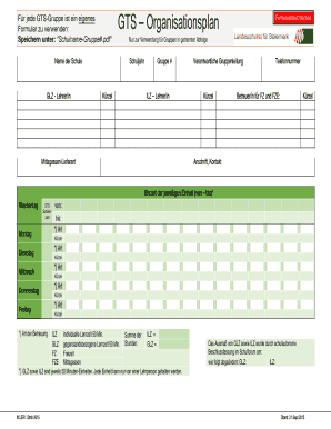 GTS Organisationsplan Form