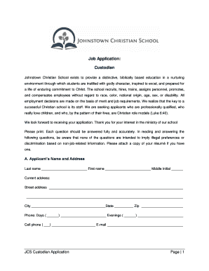 Printable Job Application For Custodian