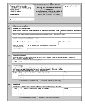 German VAT Registration Form for Foreign Entrepreneurs