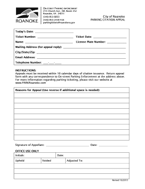 Parking Citation Appeal Form