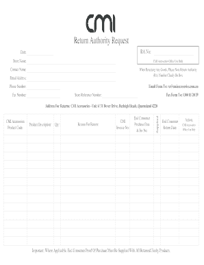 Return Authority Request