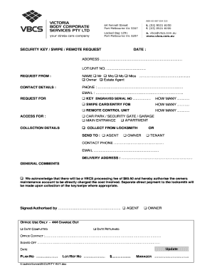 Security Key Request Form