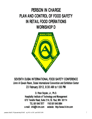 PERSON IN CHARGE - Dubai International Food Safety Conference
