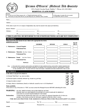 Hospital Claims Form - Prison Officers Medical Aid Society