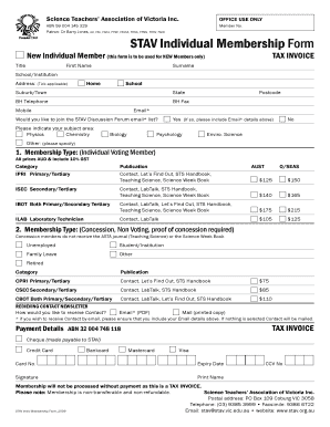 New Individual Member (this form is to be used for NEW Members only) - stav org