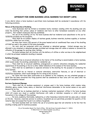 Affidavit for Home Local Business Tax - Fernandina Beach - fbfl