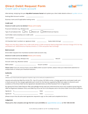 Westpac direct debit - Direct Debit Request Form - Alltel