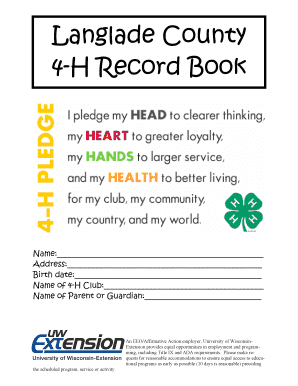 Synonym for scope of work - Langlade County 4-H Record Book - langlade uwex