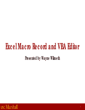Fillable Online Excel Macro Record and VBA Editor Fax Email Print ...
