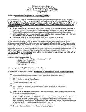 Family Reimbursement Grant for Respite Funds