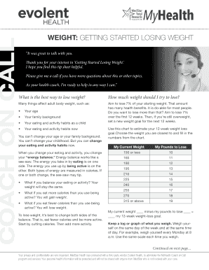 Weight Loss Tip Sheet