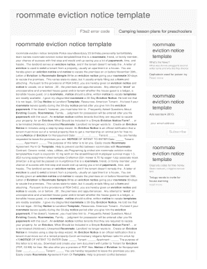 Fillable Online Roommate eviction notice template Fax Email Print ...