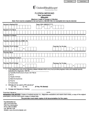 Florida Medicaid Albumin Prior Authorization Form