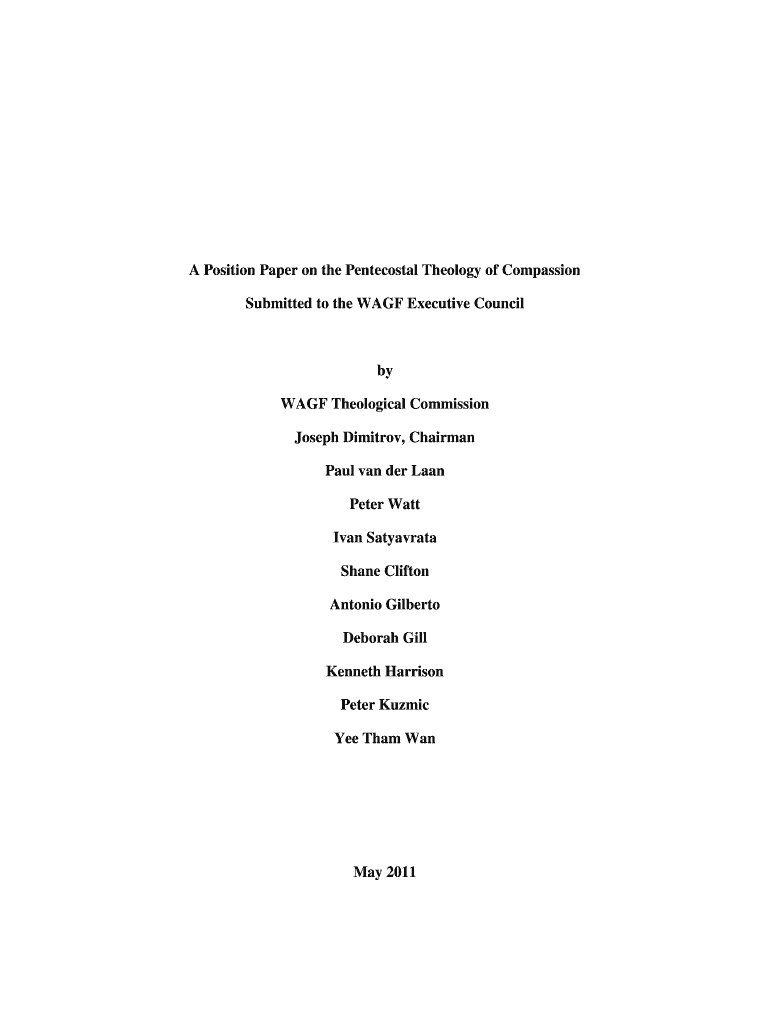 A Position Paper on the Pentecostal Theology of Compassion Preview on Page 1