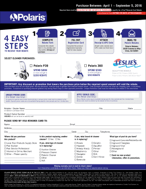 Polaris Pool Cleaner Rebate Form
