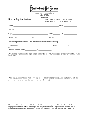 PO Box 578 Detroit OR 97342 Scholarship Application
