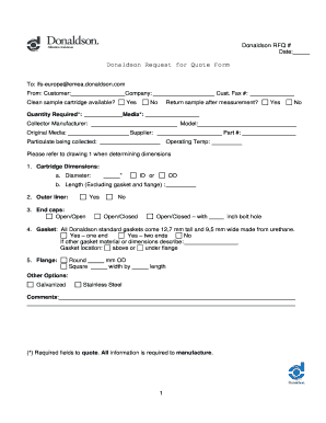 Donaldson Request for Quote Form - Multifilter - multifilter