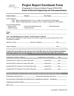 Project Report Enrolment Form - University of New South Wales - scoff ee unsw edu