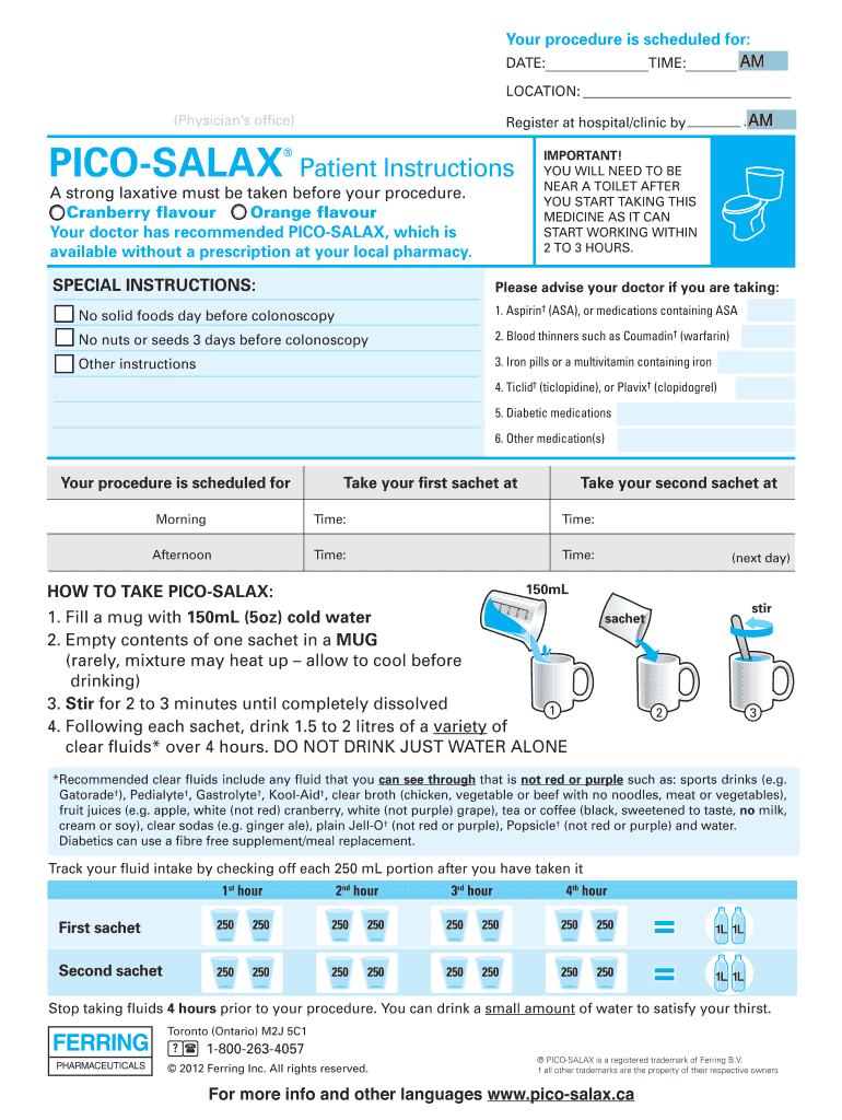 Picosalax Instructions Fill Online, Printable, Fillable, Blank