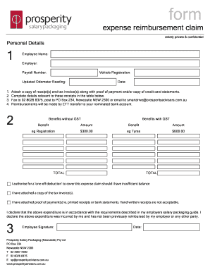 Payment receipt template - expense reimbursement claim