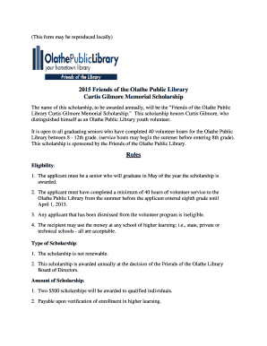 Scholarship recipient certificate - Scholarship Information and Application - Olathe Public Library - olathelibrary