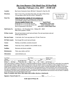 Bay Area Runners Club Mardi Gras 5K RunWalk