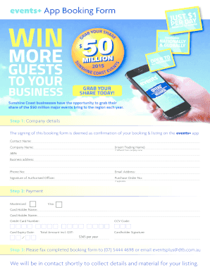 Events App Booking Form - bdtbbbcombau