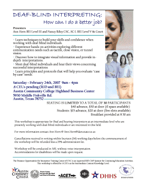 Fillable Online DEAF- DEAF---BLIND INTERPRETING BLIND INTERPRETING Fax Email Print - pdfFiller