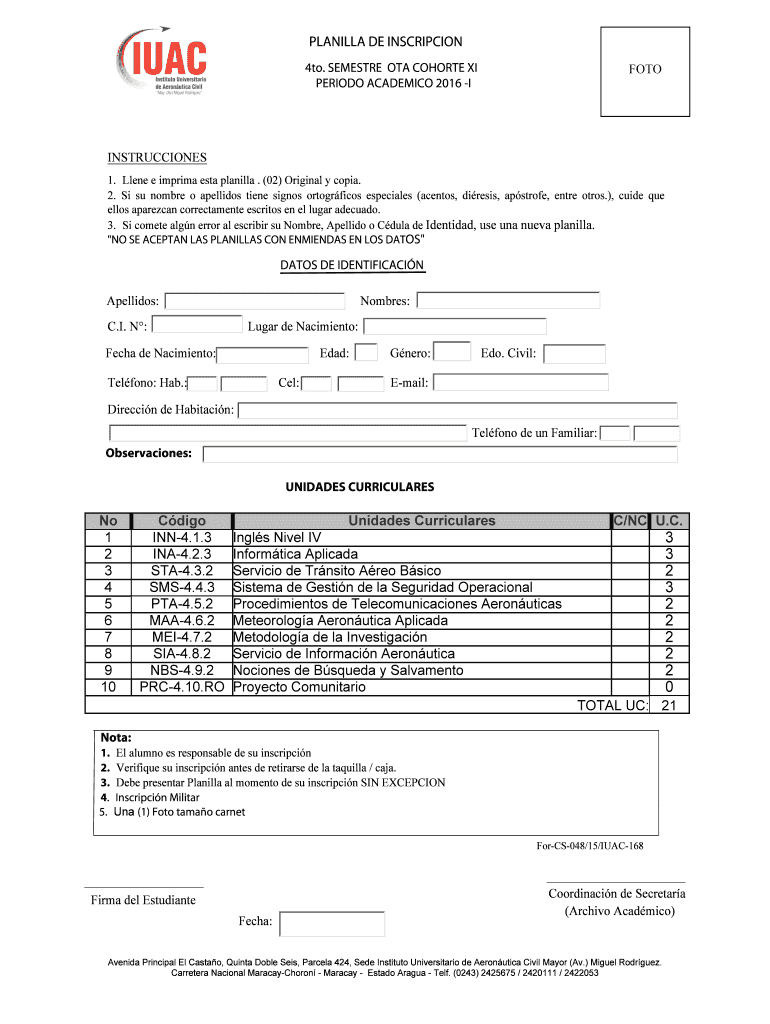 Fillable Online iuac inac gob Planilla ins.4se.co.X OTA Fax Email Print ...