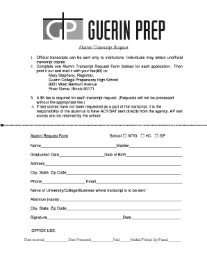 Request form 137 sample - Alumni Transcript Request - bguerinprepbborgb