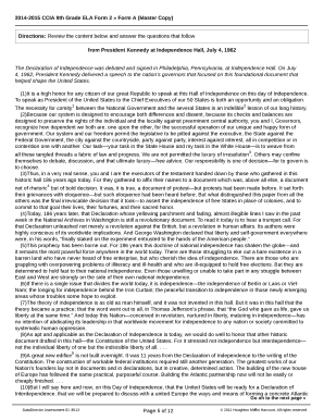 Fillable Online 20142015 CCIA 9th Grade ELA Form 2 Form A (Master Copy ...