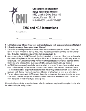 Fillable Online EMG and NCS Instructions - bneurokcbbcomb Fax Email ...