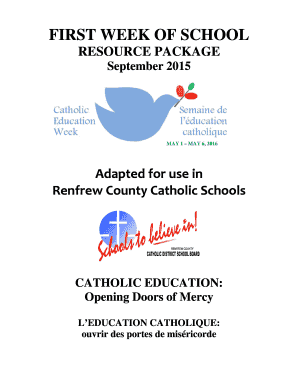FIRST WEEK OF SCHOOL - Religious Education Office - religiouseducation rccdsb edu on