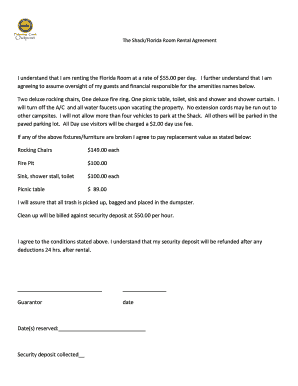 Florida room rental agreement form - I understand that I am renting the Florida Room at a rate of $55.00 ...