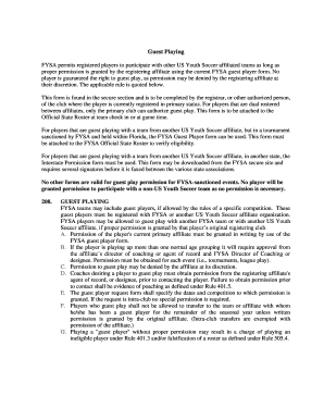 FYSA Guest Player Form