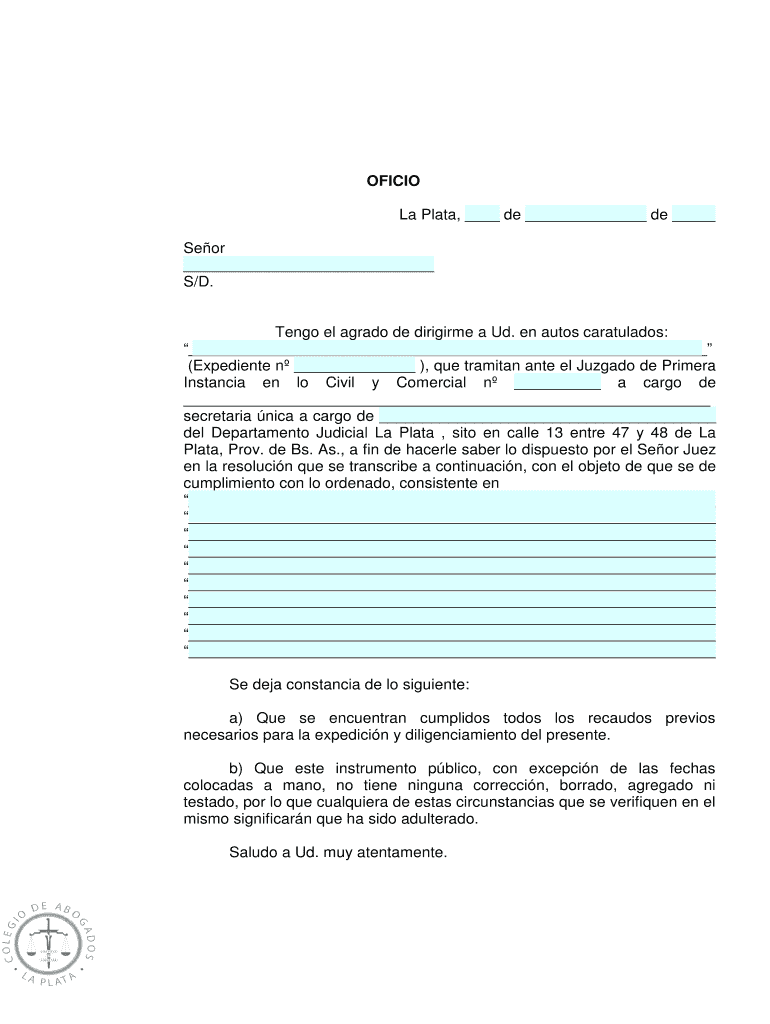 Fillable Online calp org Oficio General con Transcripci n Fax Email ...