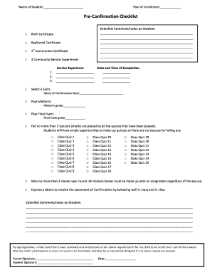 Pre-Confirmation Checklist - St Christopher039s Catholic Church - stchristopherhouston